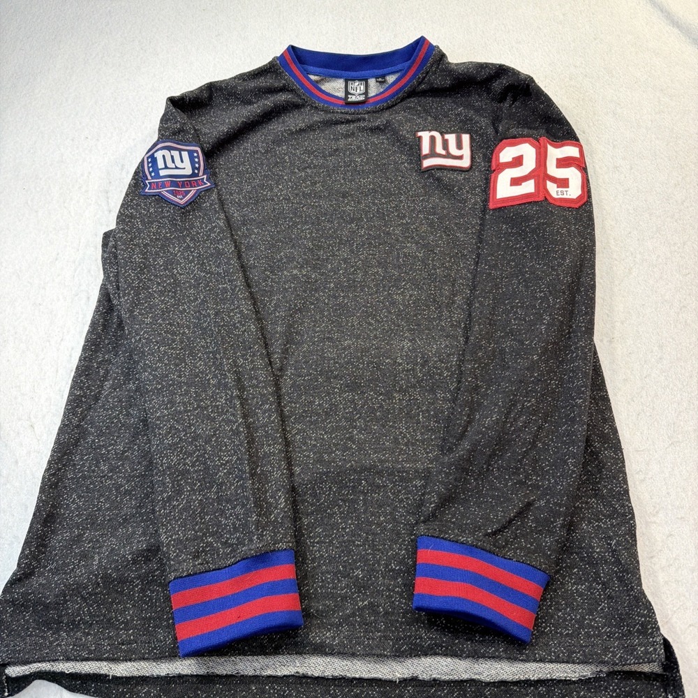 NFL NY Giants Lightweight Crew Neck Sweatshirt Pullover Gray‎ Terry Cloth  Large